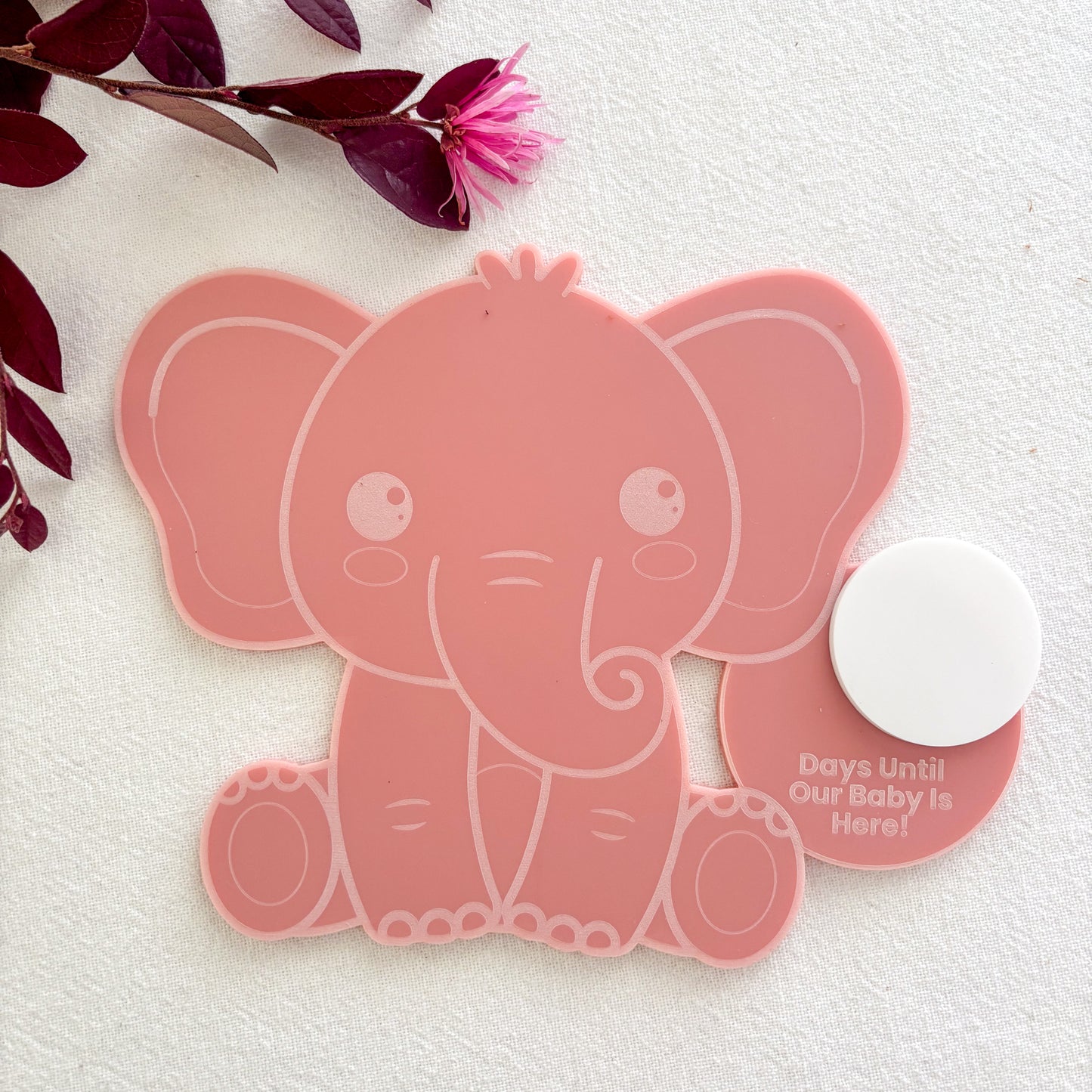 Personalised Elephant Baby Countdown Fridge Magnet – Acrylic Pregnancy Countdown Sign