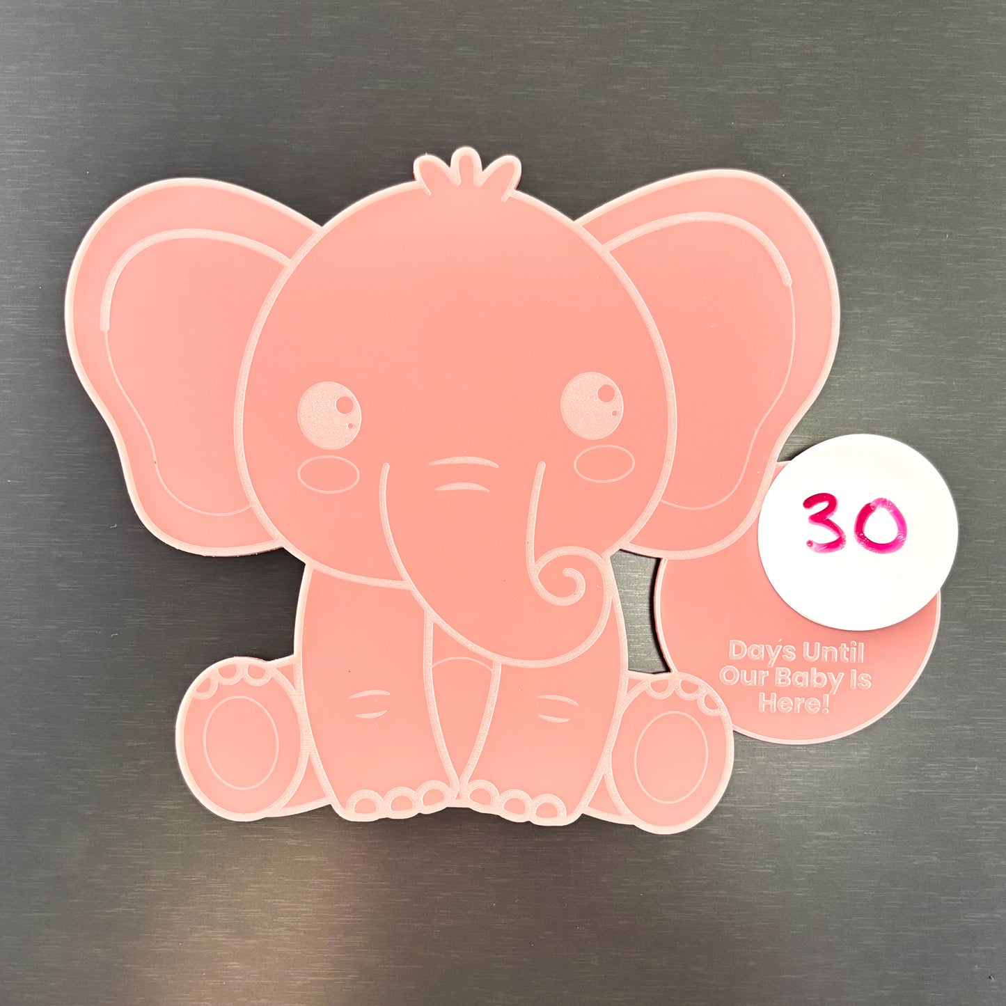 Personalised Elephant Baby Countdown Fridge Magnet – Acrylic Pregnancy Countdown Sign