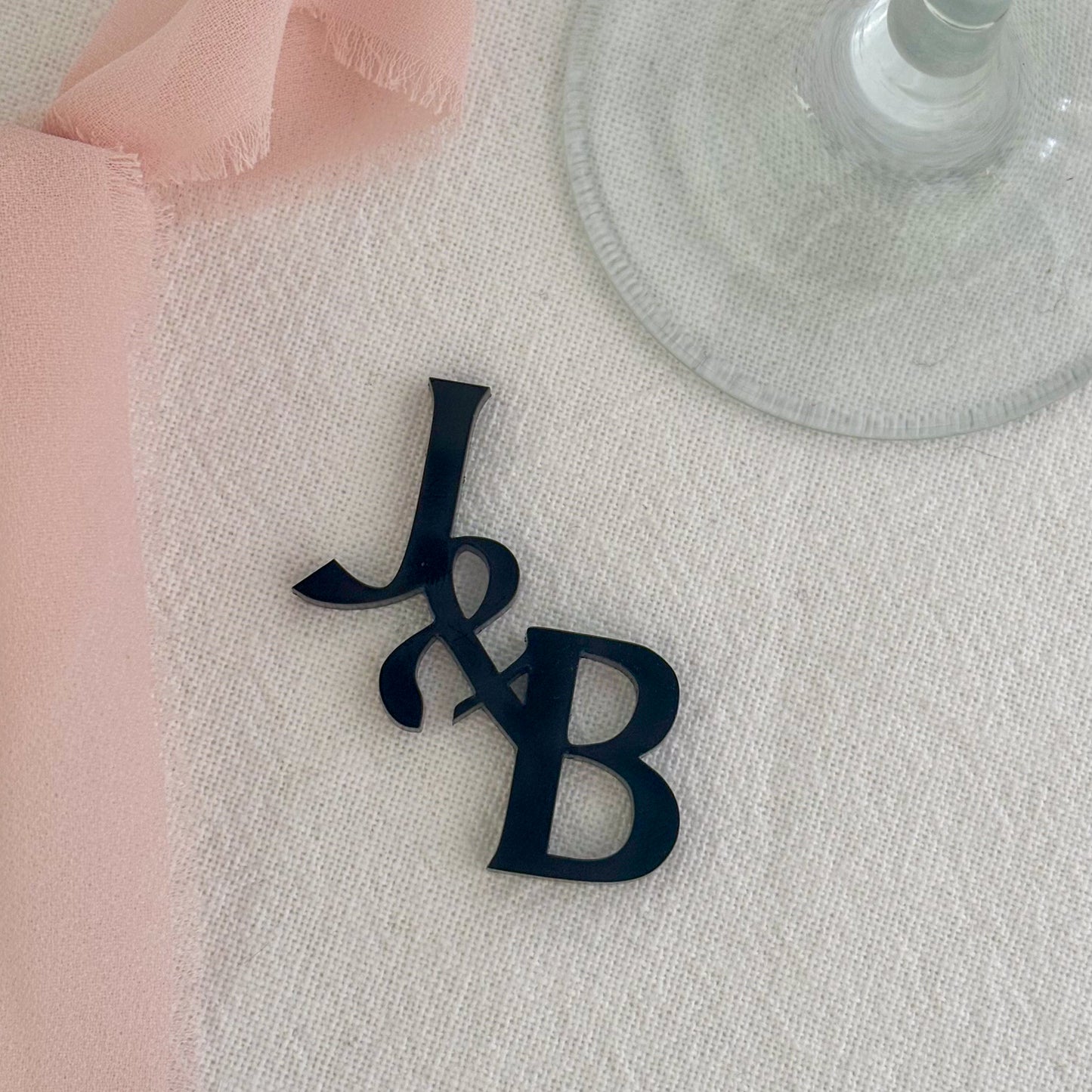 Personalised Glass Tag Initials - Engagement Party - Wedding Favour - Glass Charm - Cocktail Glass