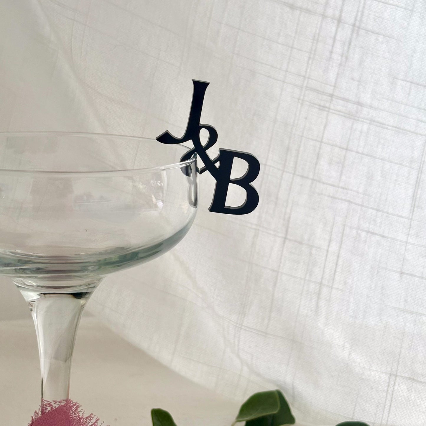 Personalised Glass Tag Initials - Engagement Party - Wedding Favour - Glass Charm - Cocktail Glass