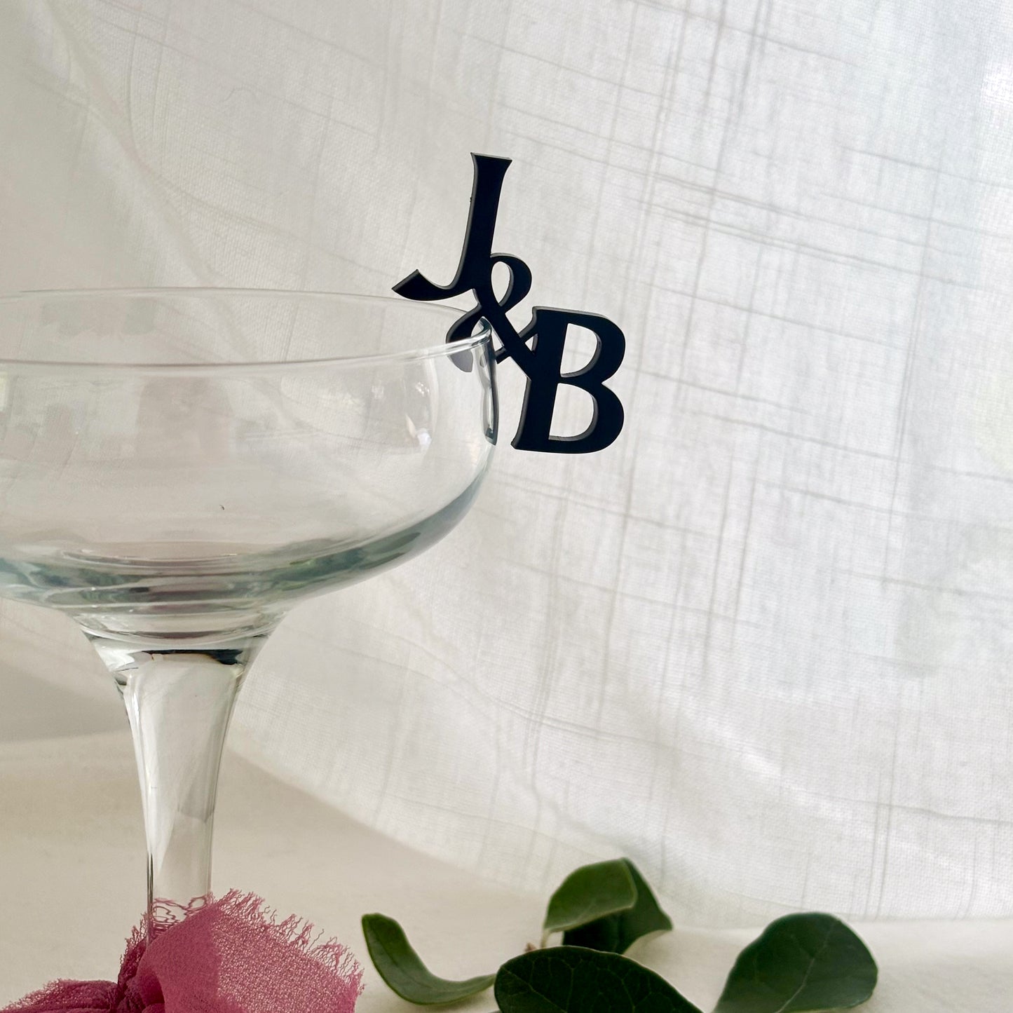 Personalised Glass Tag Initials - Engagement Party - Wedding Favour - Glass Charm - Cocktail Glass