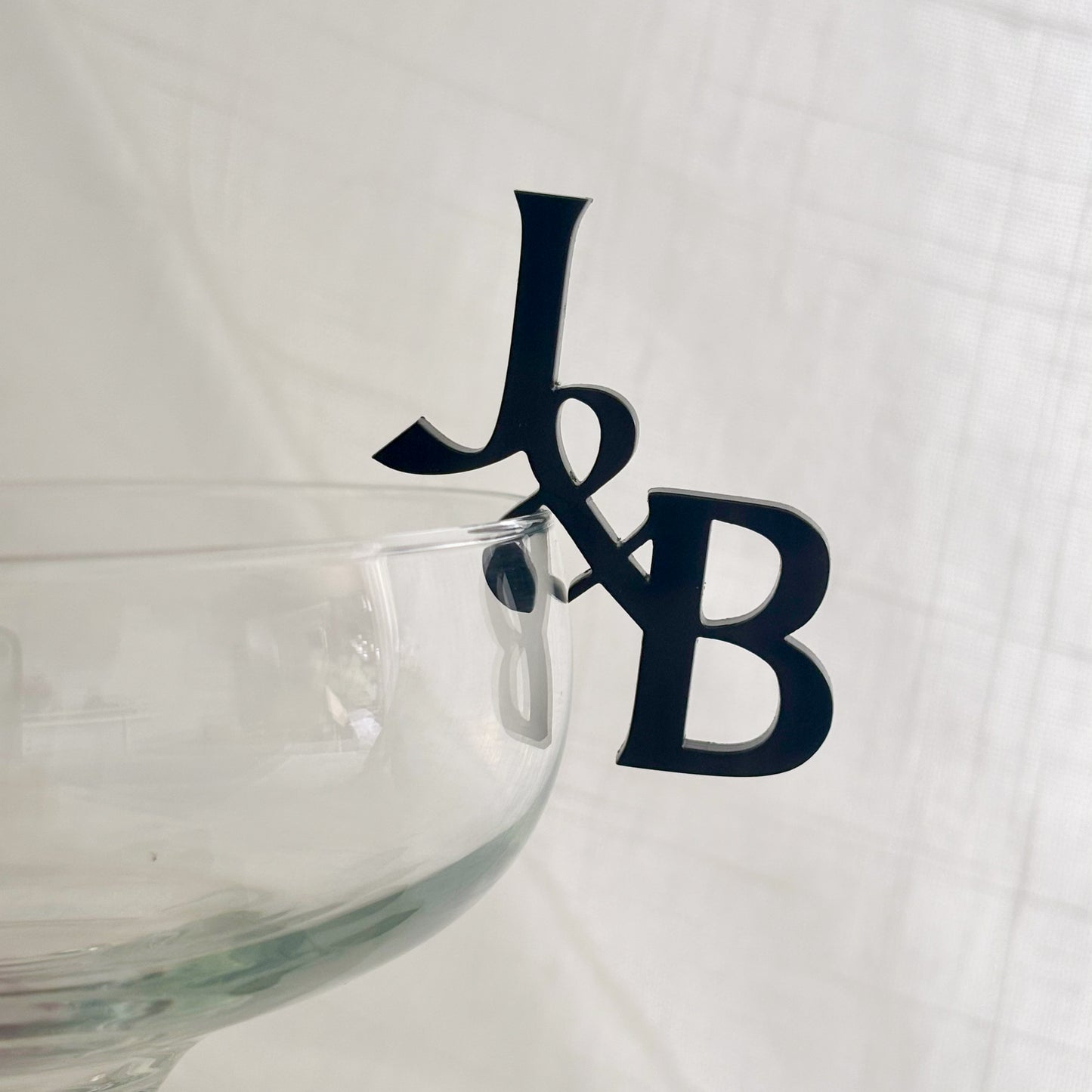 Personalised Glass Tag Initials - Engagement Party - Wedding Favour - Glass Charm - Cocktail Glass