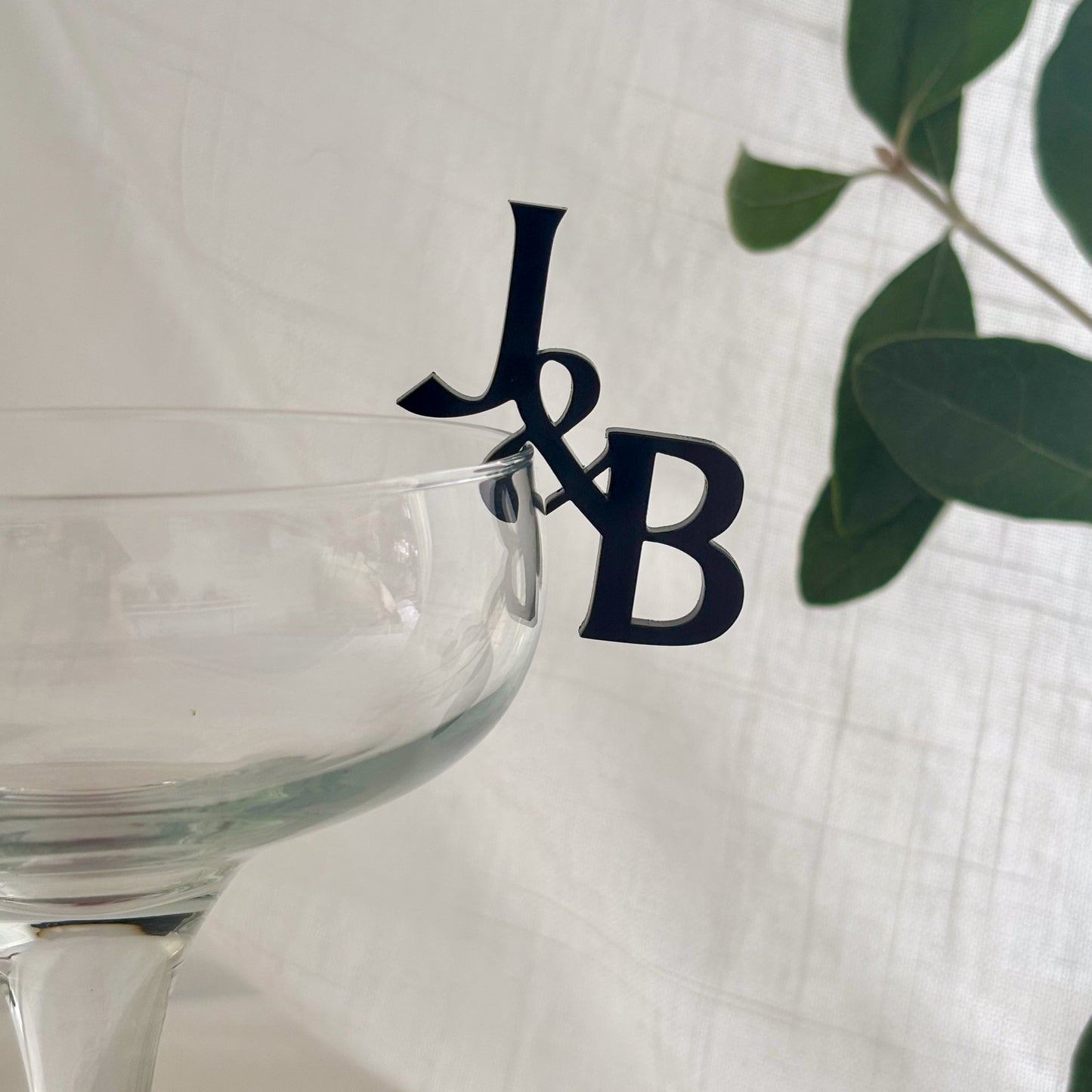 Personalised Glass Tag Initials - Engagement Party - Wedding Favour - Glass Charm - Cocktail Glass