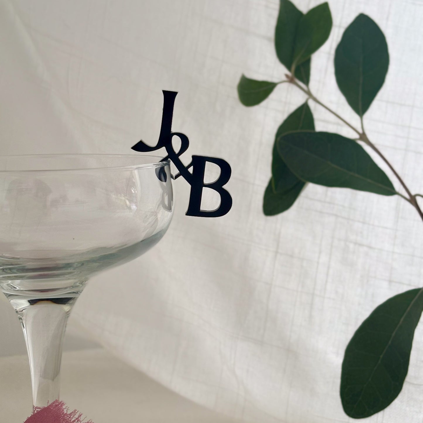 Personalised Glass Tag Initials - Engagement Party - Wedding Favour - Glass Charm - Cocktail Glass