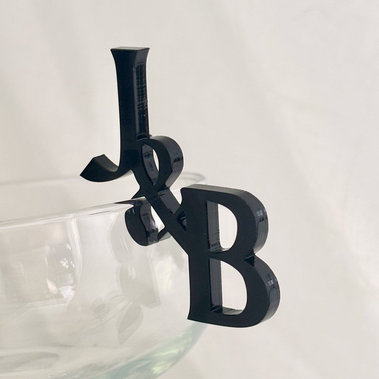 Personalised Glass Tag Initials - Engagement Party - Wedding Favour - Glass Charm - Cocktail Glass