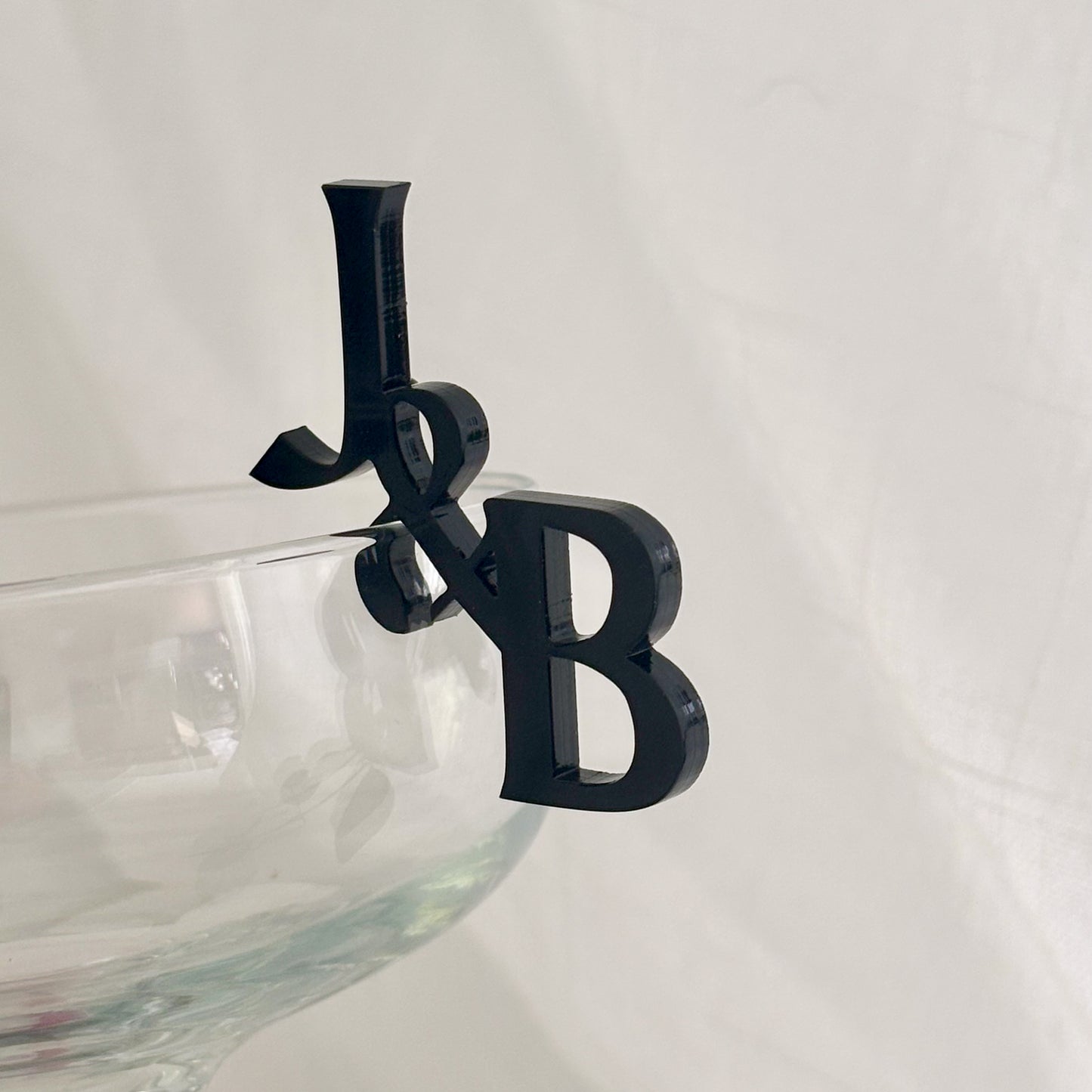 Personalised Glass Tag Initials - Engagement Party - Wedding Favour - Glass Charm - Cocktail Glass