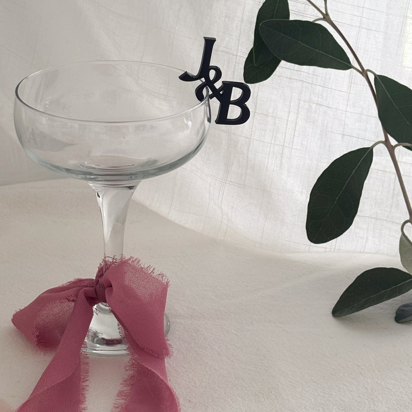 Personalised Glass Tag Initials - Engagement Party - Wedding Favour - Glass Charm - Cocktail Glass