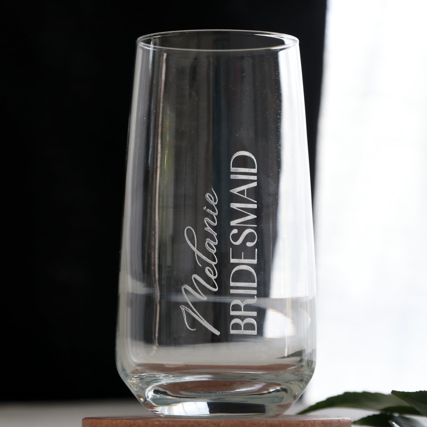 Engraved Bridesmaid Tall Tumbler Glass
