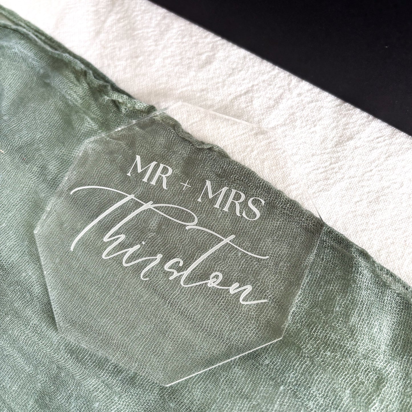 Hexagon Geometric Wedding Coasters Personalised Acrylic Laser Engraved