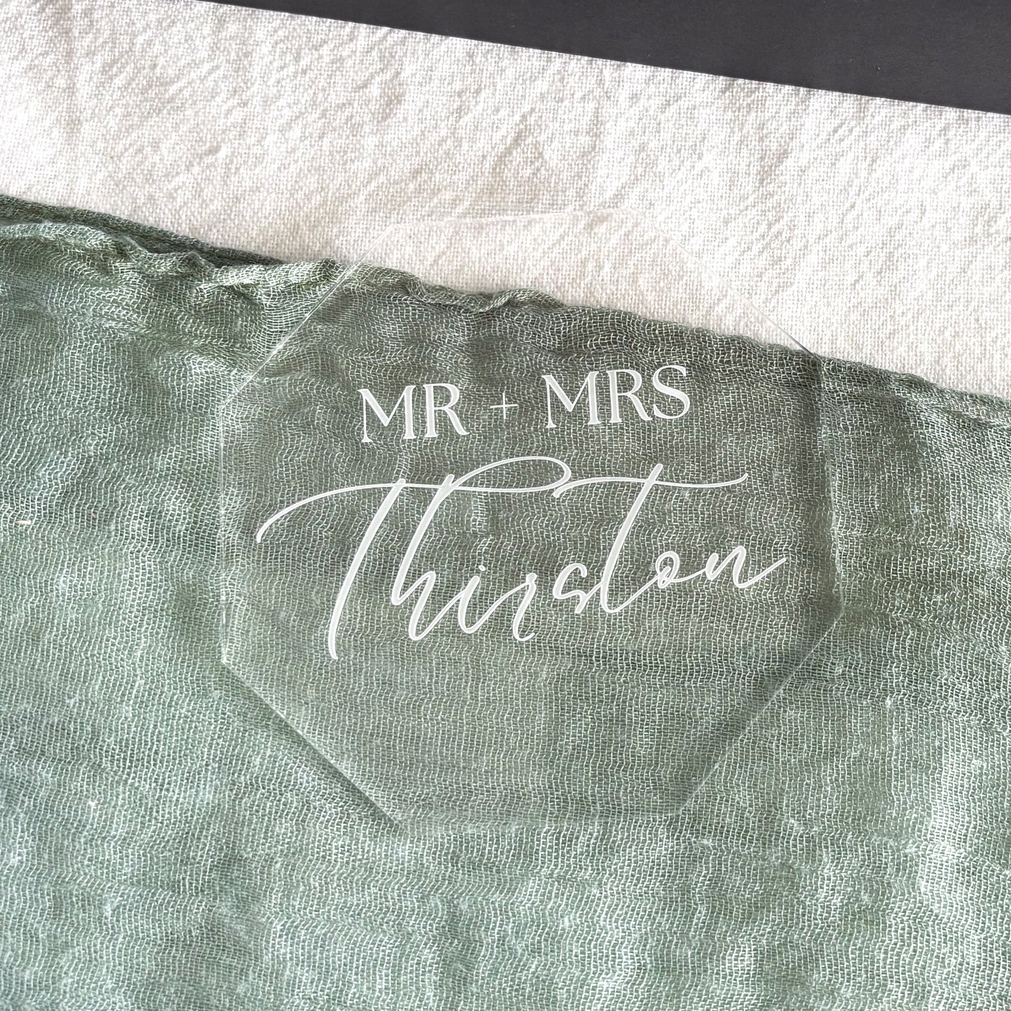 Hexagon Geometric Wedding Coasters Personalised Acrylic Laser Engraved