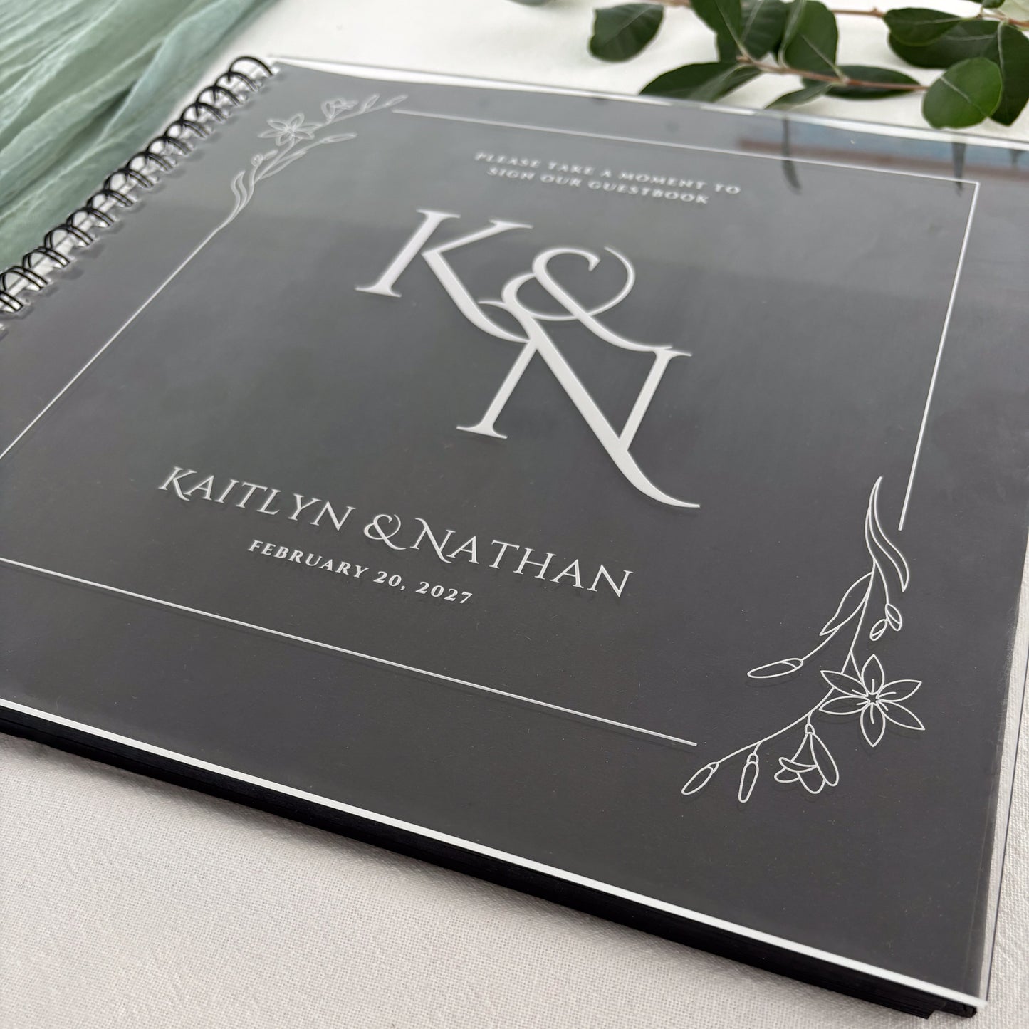 Laser Engraved Acrylic Guest Book or Photo Album for Wedding Engagement Party