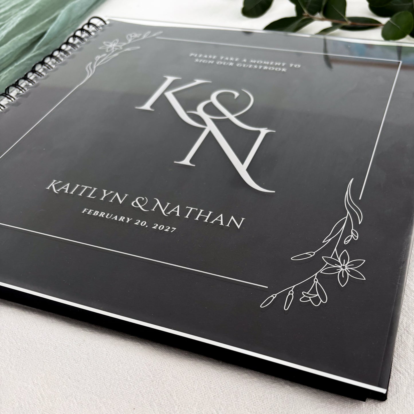Laser Engraved Acrylic Guest Book or Photo Album for Wedding Engagement Party