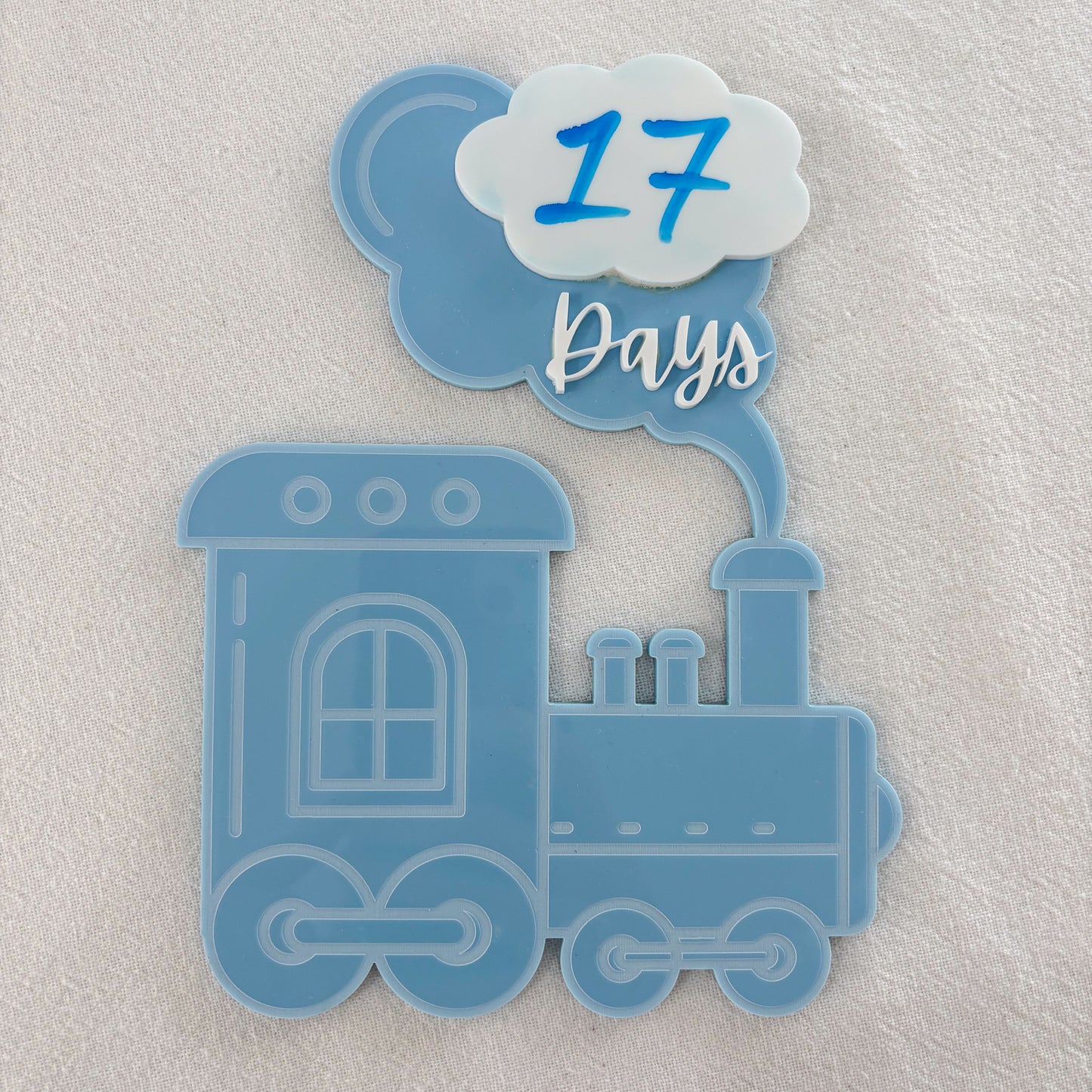 Personalised Acrylic Train Countdown Magnet – Baby Arrival Countdown Tracker