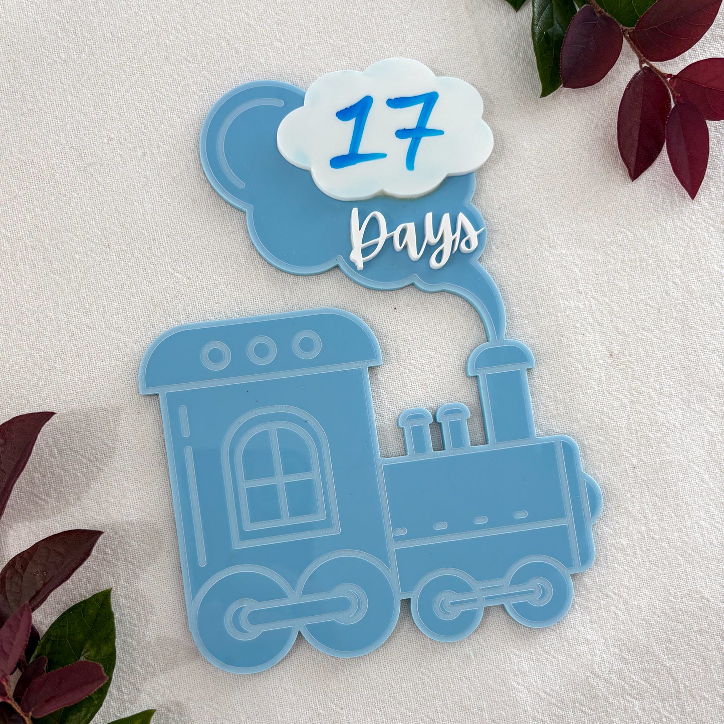 Personalised Acrylic Train Countdown Magnet – Baby Arrival Countdown Tracker