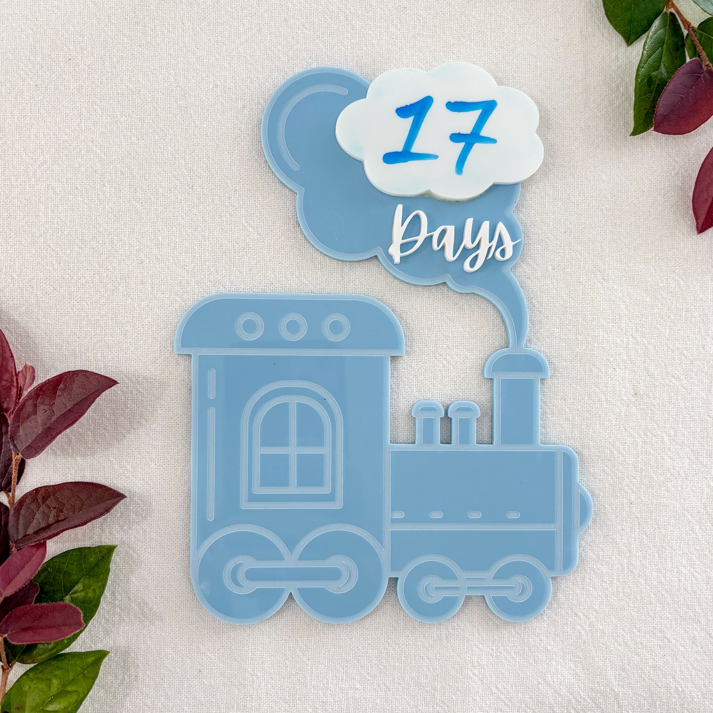 Personalised Acrylic Train Countdown Magnet – Baby Arrival Countdown Tracker