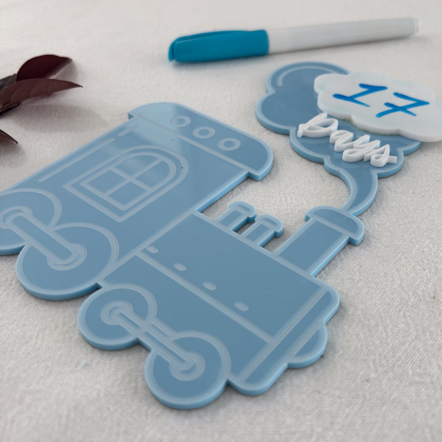 Personalised Acrylic Train Countdown Magnet – Baby Arrival Countdown Tracker