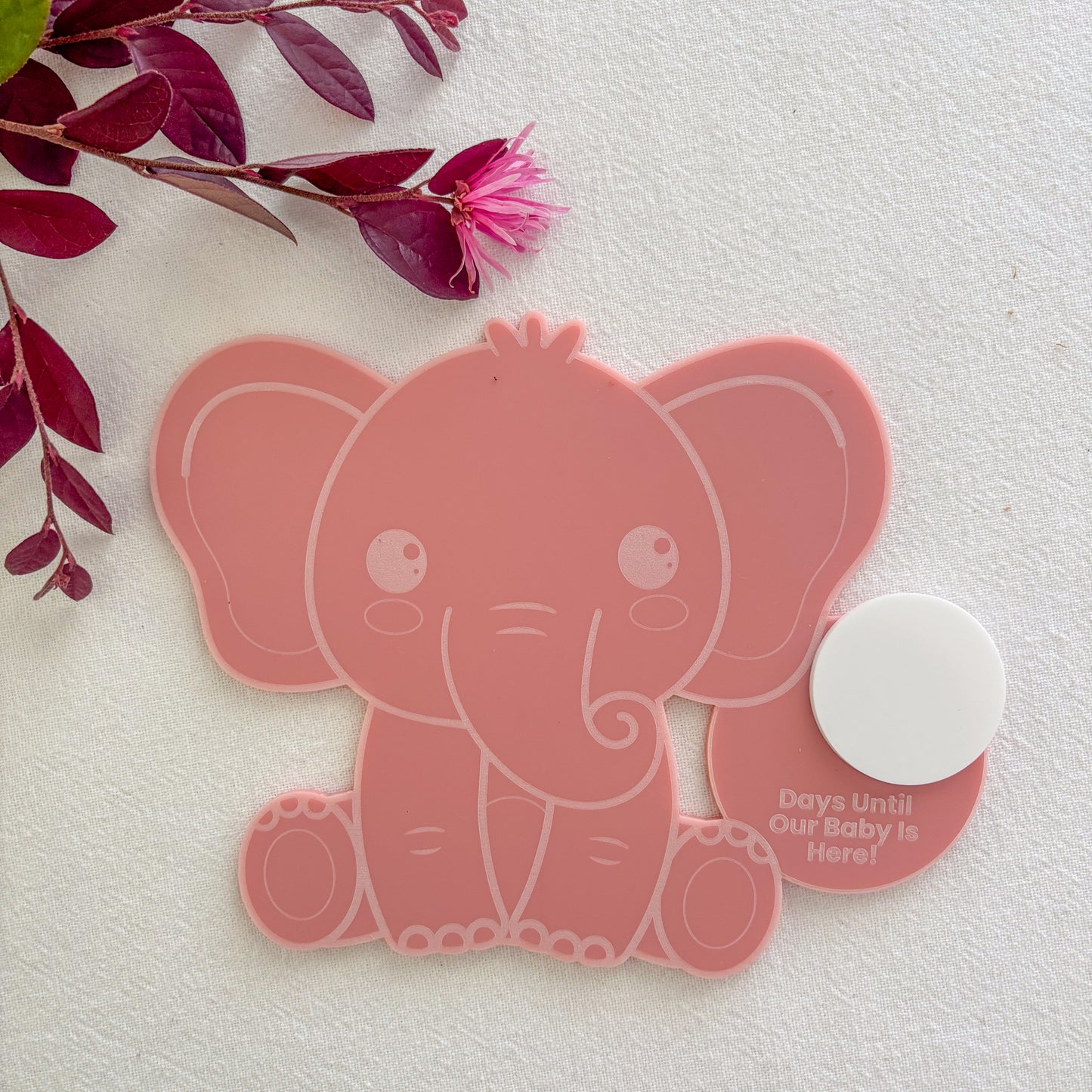 Personalised Elephant Baby Countdown Fridge Magnet – Acrylic Pregnancy Countdown Sign