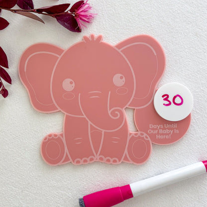 Personalised Elephant Baby Countdown Fridge Magnet – Acrylic Pregnancy Countdown Sign