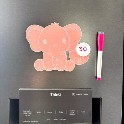 Personalised Elephant Baby Countdown Fridge Magnet – Acrylic Pregnancy Countdown Sign