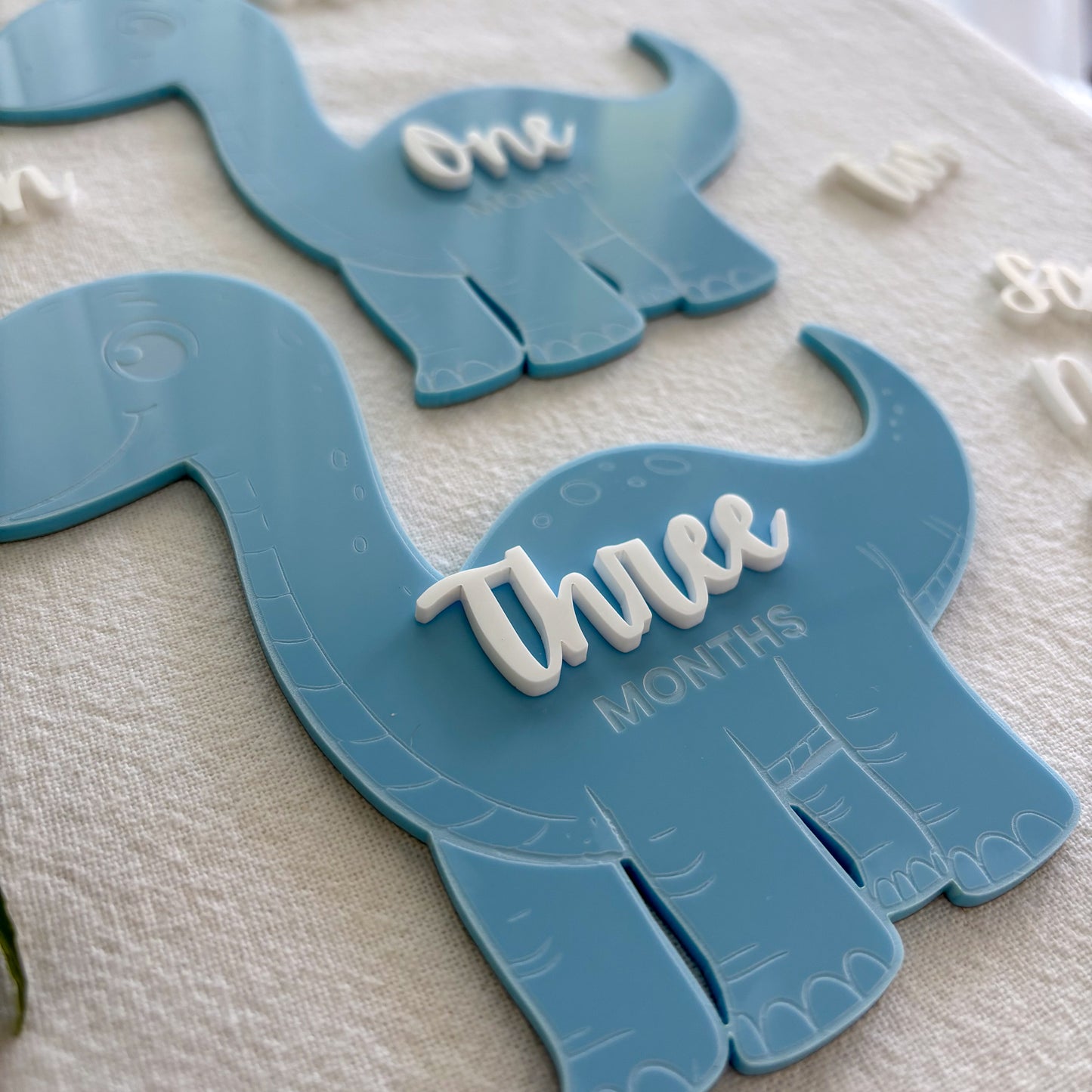 Blue Dinosaur Baby Milestone Photo Sign - Photo Prop - Baby Sign
