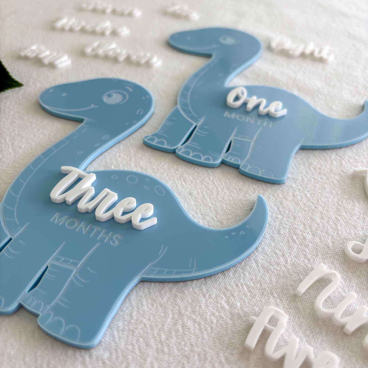 Blue Dinosaur Baby Milestone Photo Sign - Photo Prop - Baby Sign