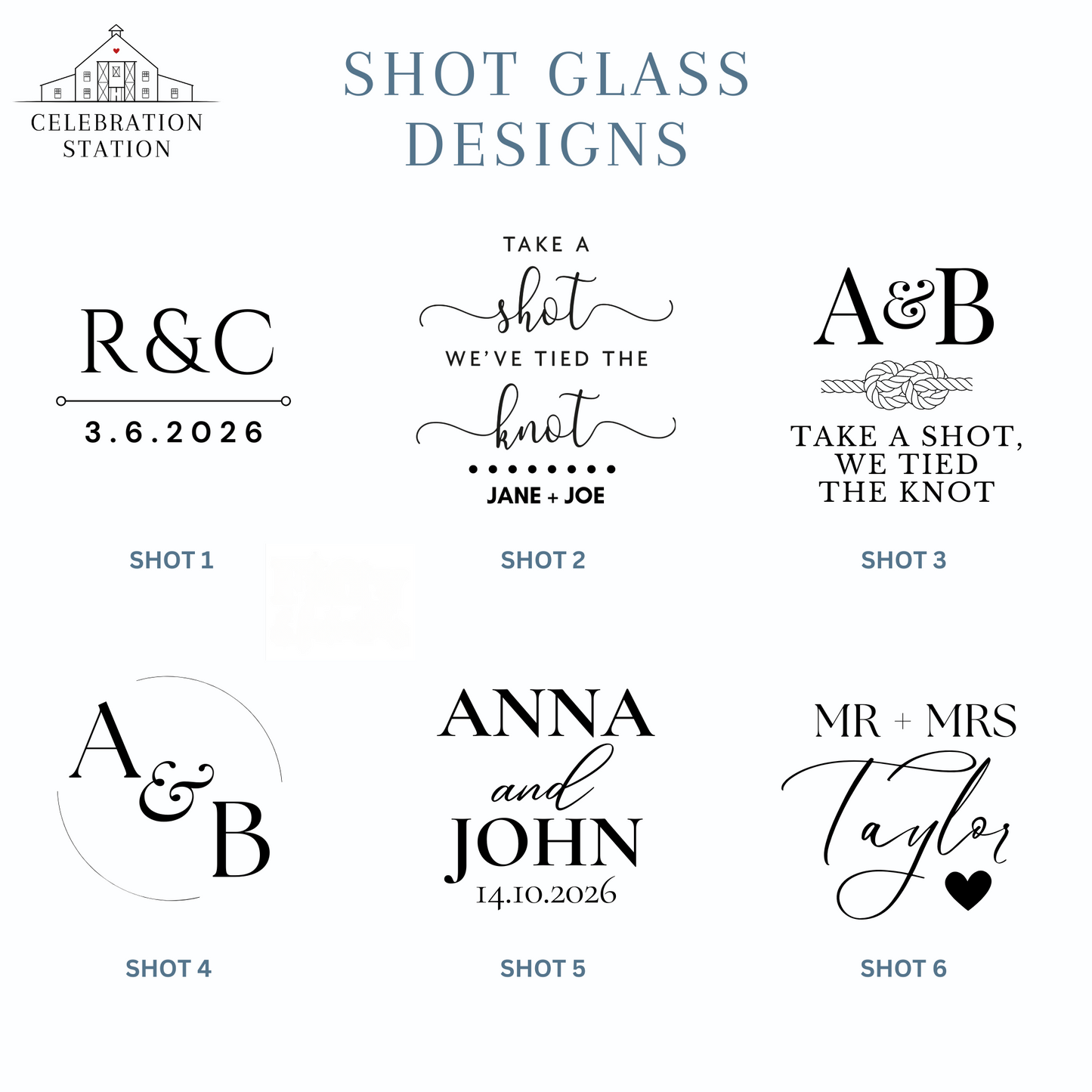100 x Engraved Wedding Shot Glass Personalised