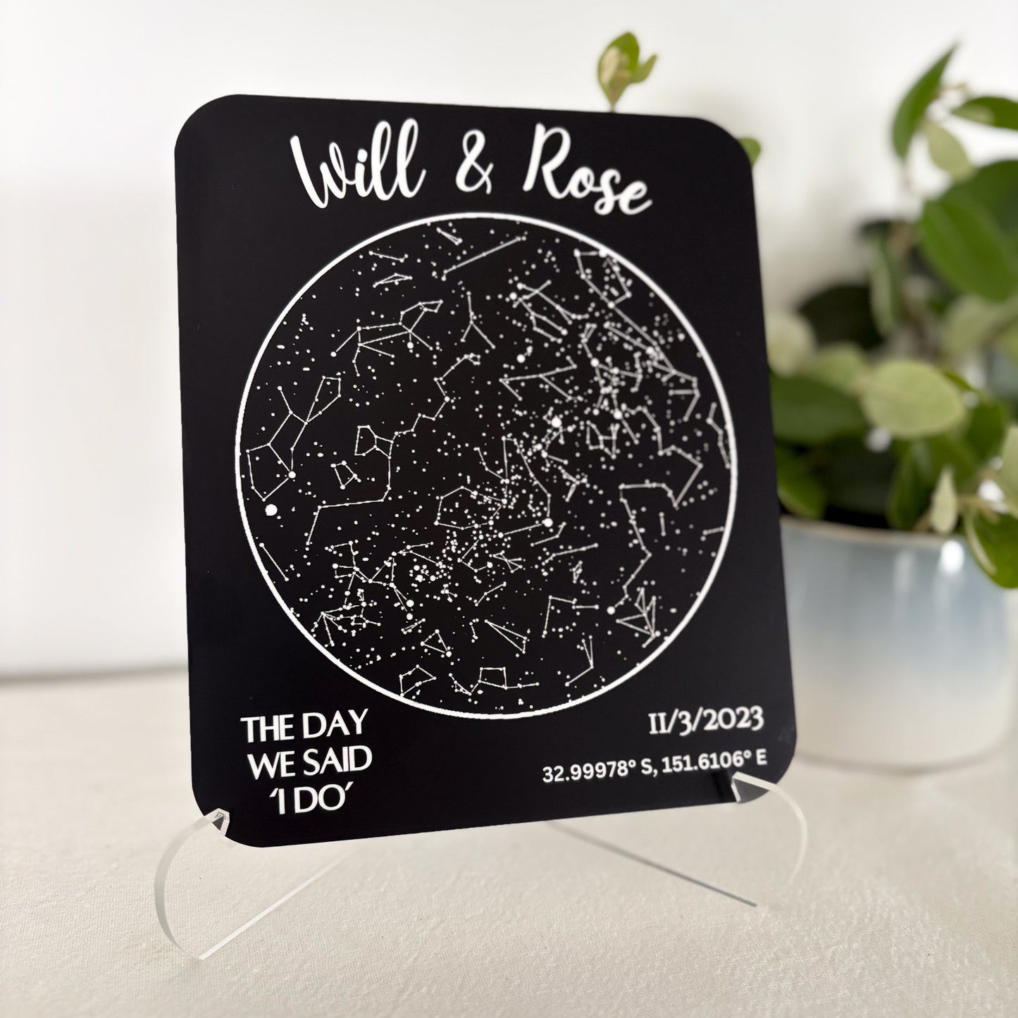 Personalised Star Constellation Sign – Custom Night Sky Acrylic Plaque with Names & Date | Couples Gift | Engagement, Wedding or Anniversary