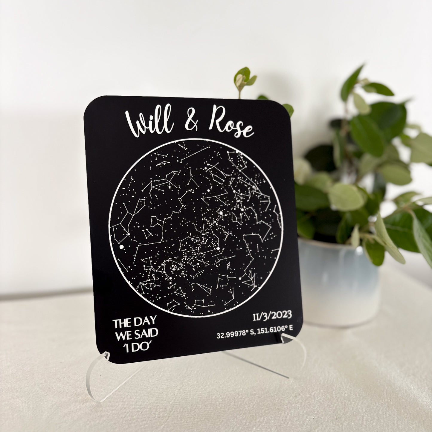 Personalised Star Constellation Sign – Custom Night Sky Acrylic Plaque with Names & Date | Couples Gift | Engagement, Wedding or Anniversary