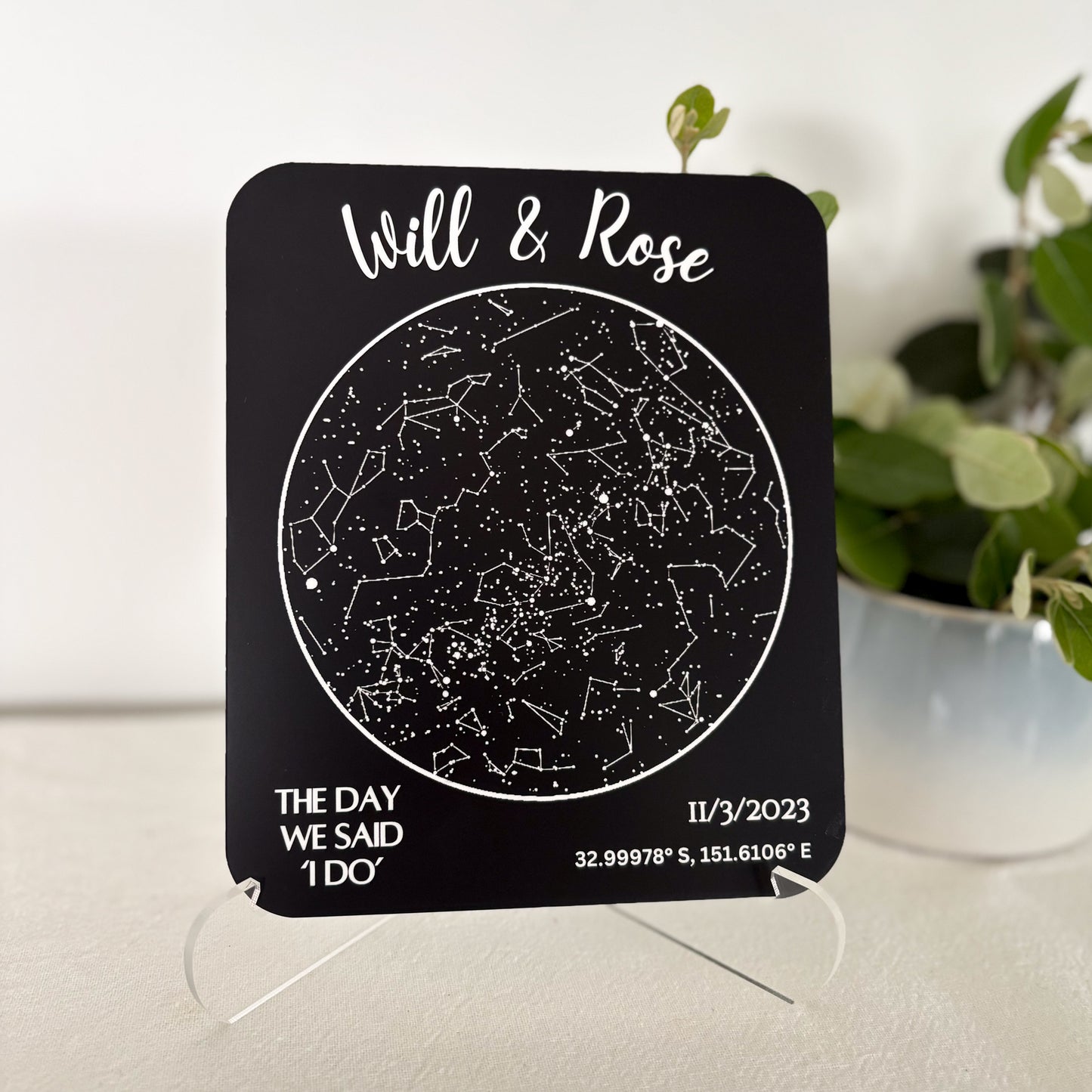 Personalised Star Constellation Sign – Custom Night Sky Acrylic Plaque with Names & Date | Couples Gift | Engagement, Wedding or Anniversary