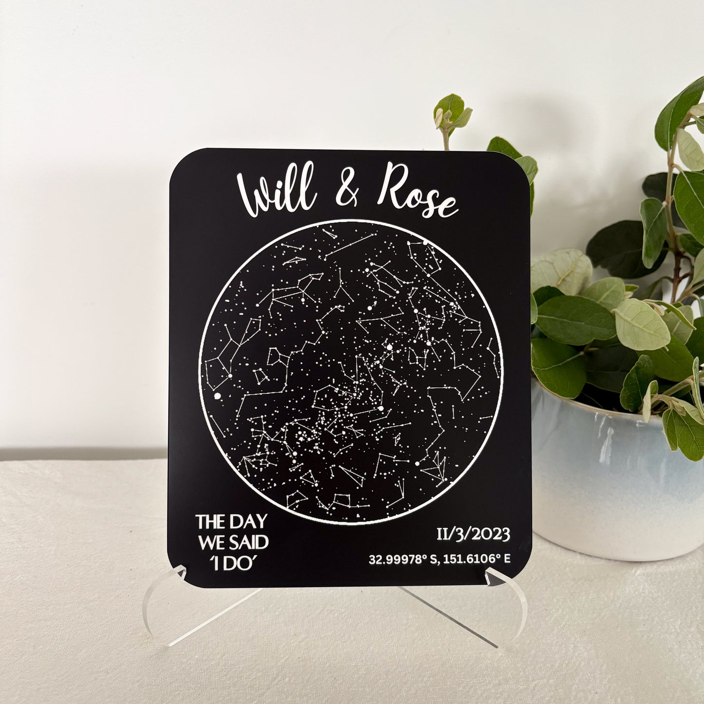 Personalised Star Constellation Sign – Custom Night Sky Acrylic Plaque with Names & Date | Couples Gift | Engagement, Wedding or Anniversary
