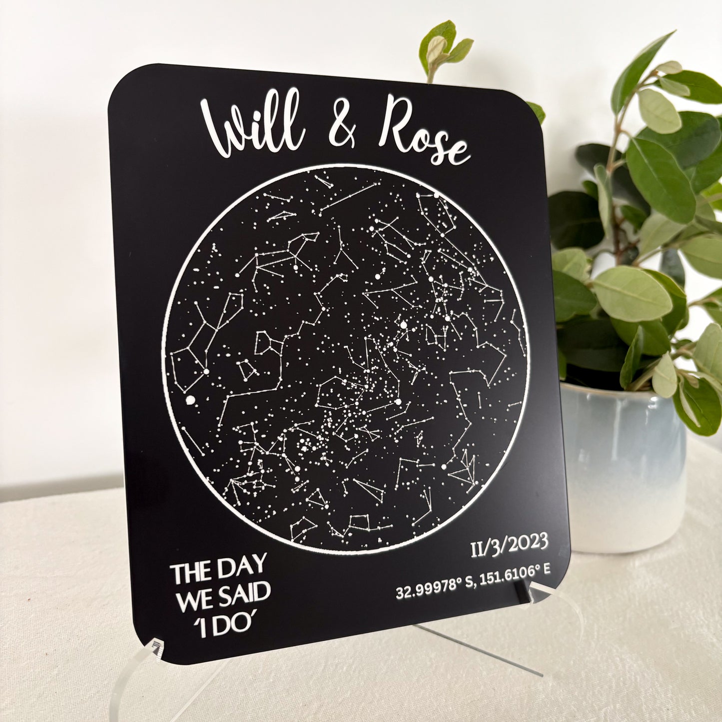 Personalised Star Constellation Sign – Custom Night Sky Acrylic Plaque with Names & Date | Couples Gift | Engagement, Wedding or Anniversary