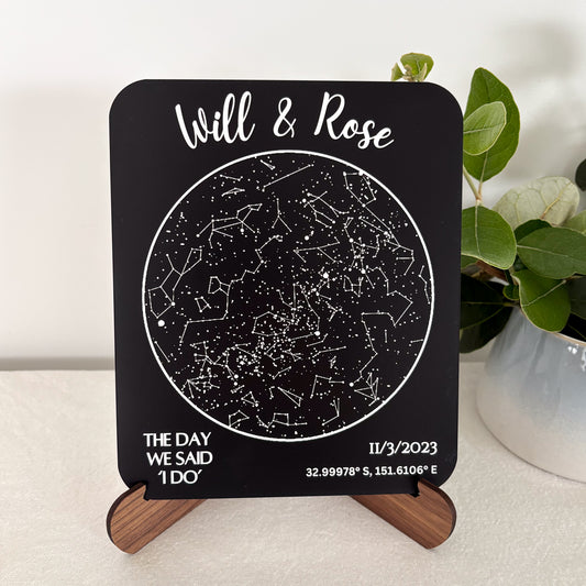 Personalised Star Constellation Sign – Custom Night Sky Acrylic Plaque with Names & Date | Couples Gift | Engagement, Wedding or Anniversary