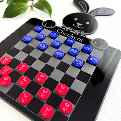 Black Acrylic Easter Checkers Game – Fun Family Board Game