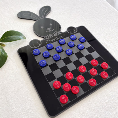 Black Acrylic Easter Checkers Game – Fun Family Board Game