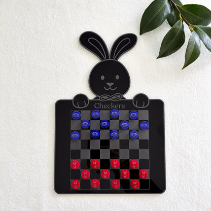 Black Acrylic Easter Checkers Game – Fun Family Board Game