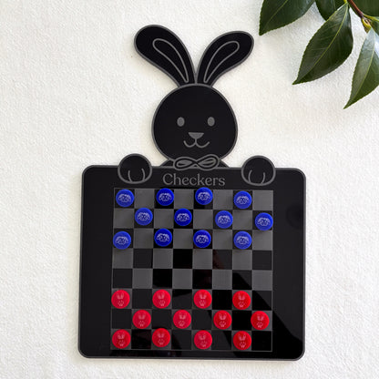 Black Acrylic Easter Checkers Game – Fun Family Board Game