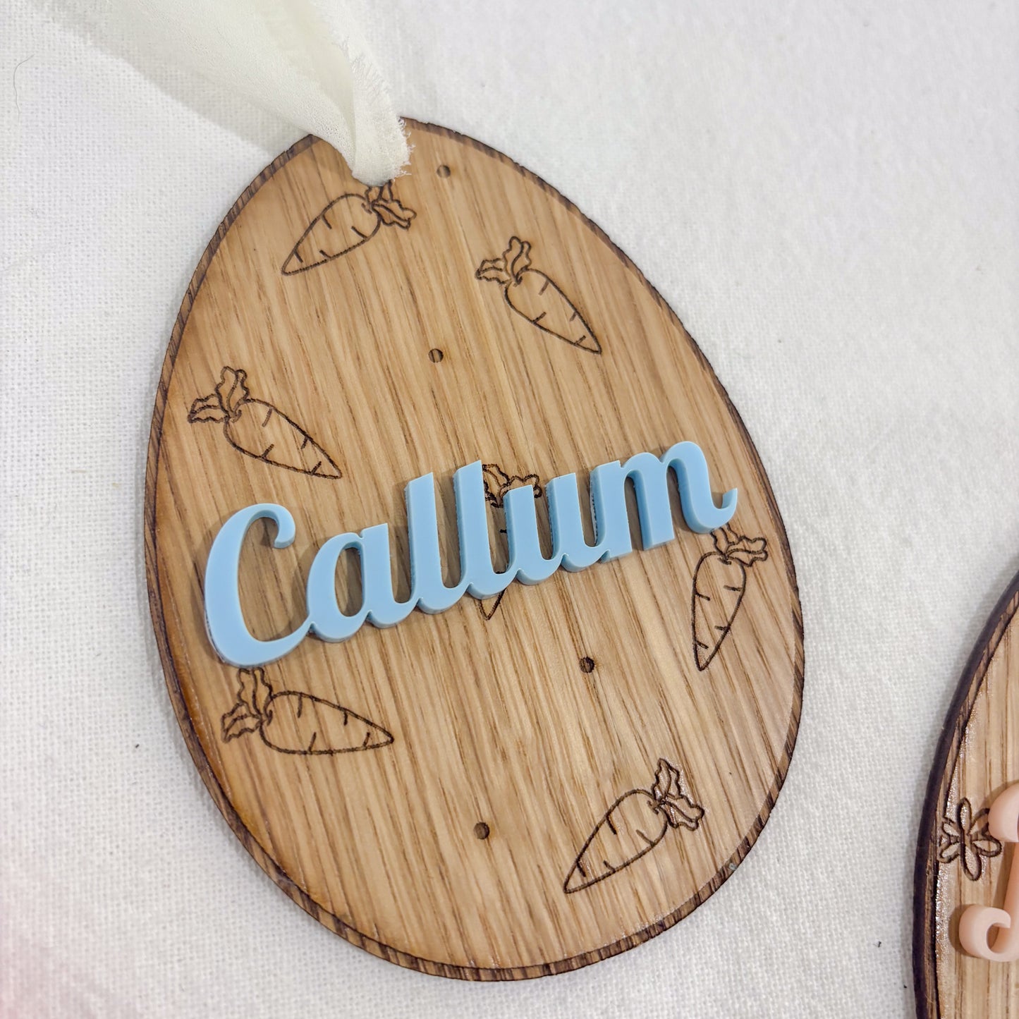 Personalised Wooden Easter Basket Name Tag with Custom Acrylic Name