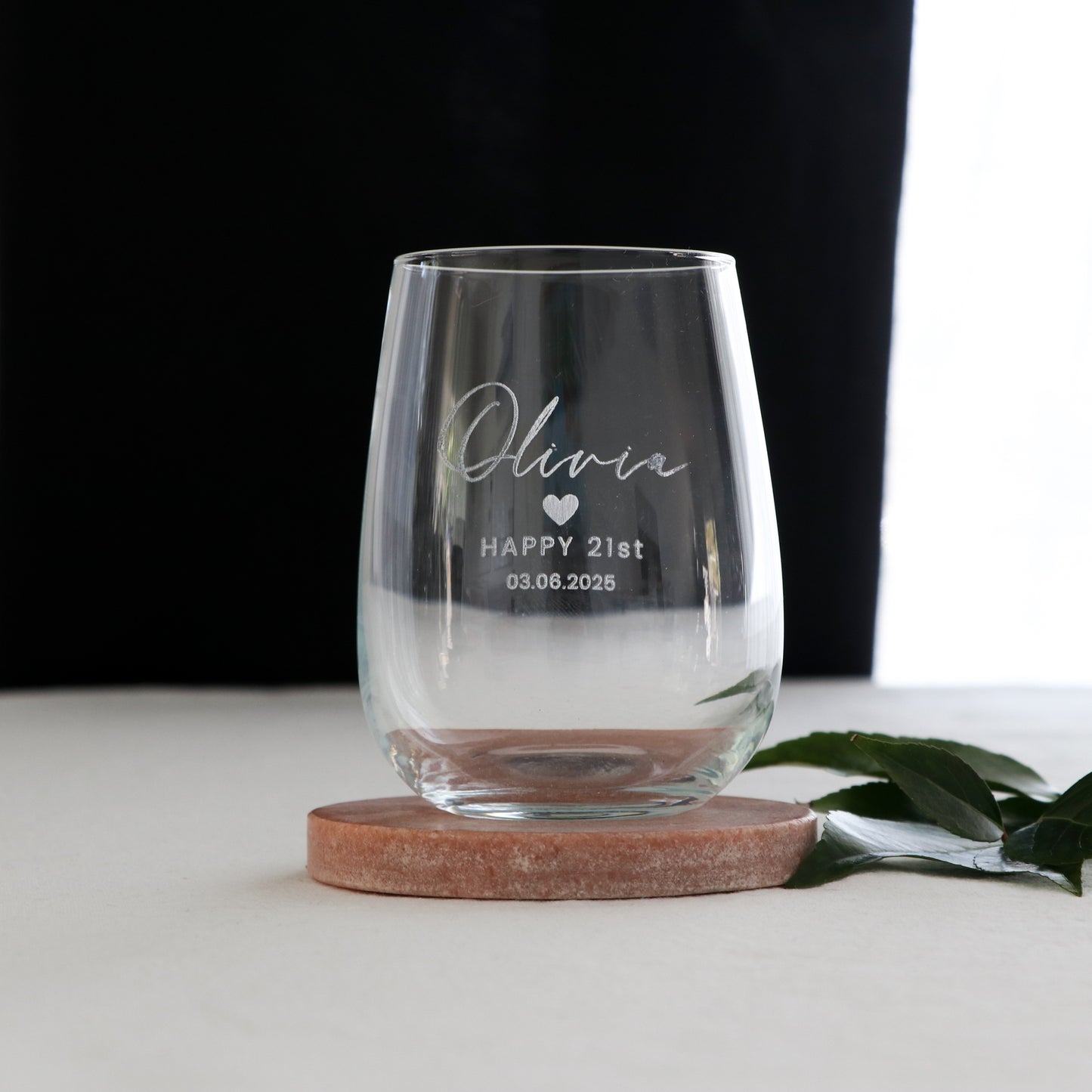 Engraved Birthday Stemless Wine Glass