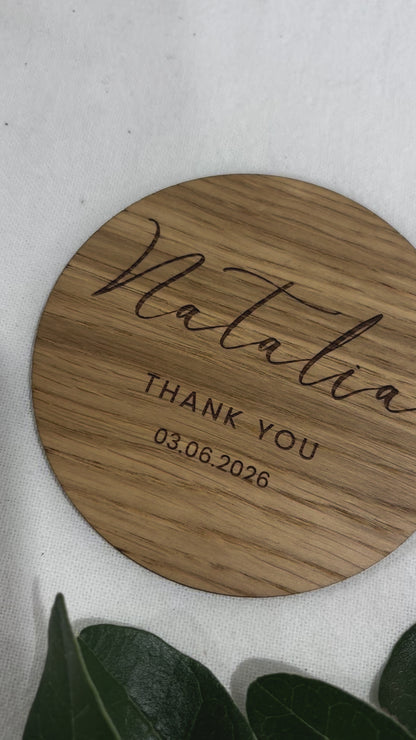 Personalised Wooden Coaster Place Cards – Custom Engraved for Weddings & Events