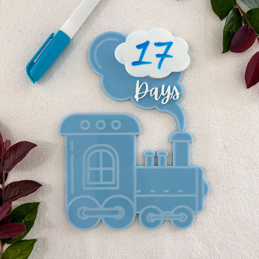 Personalised Acrylic Train Countdown Magnet – Baby Arrival Countdown Tracker